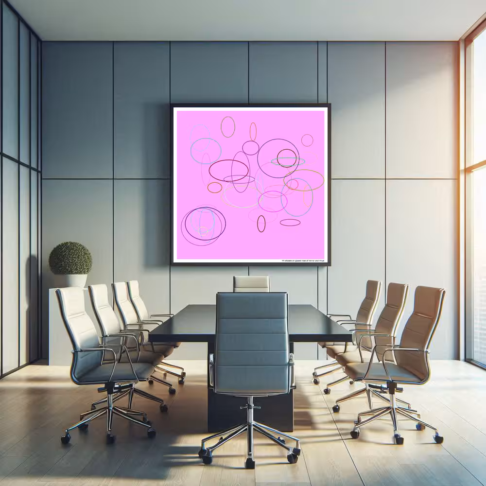 44 ellipses on glazed rose of mirror and ritual in room setting