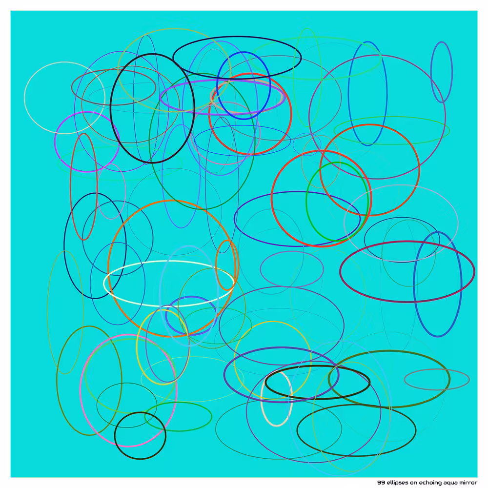 99 ellipses on echoing aqua mirror