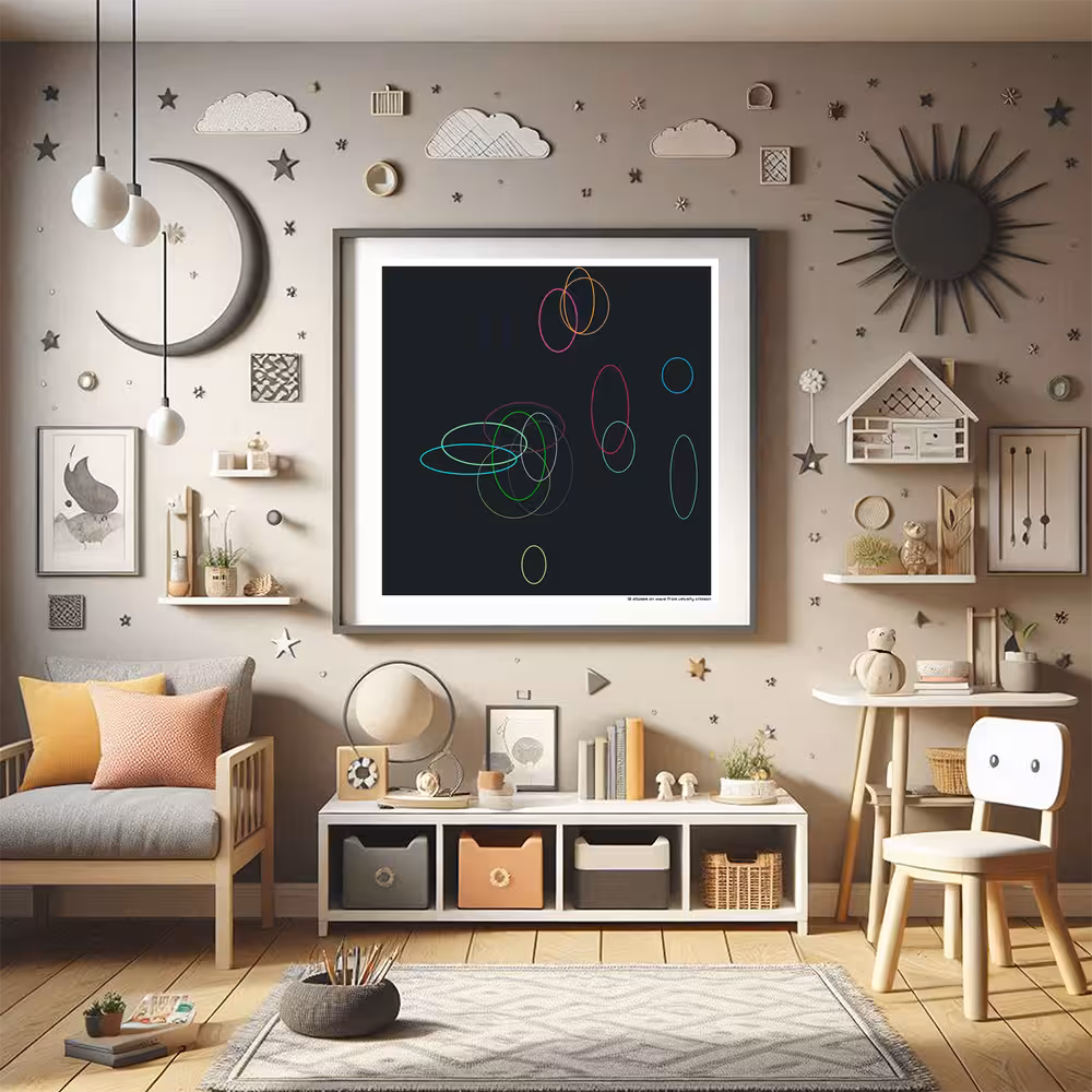 18 ellipses on wave from velvety crimson in room setting