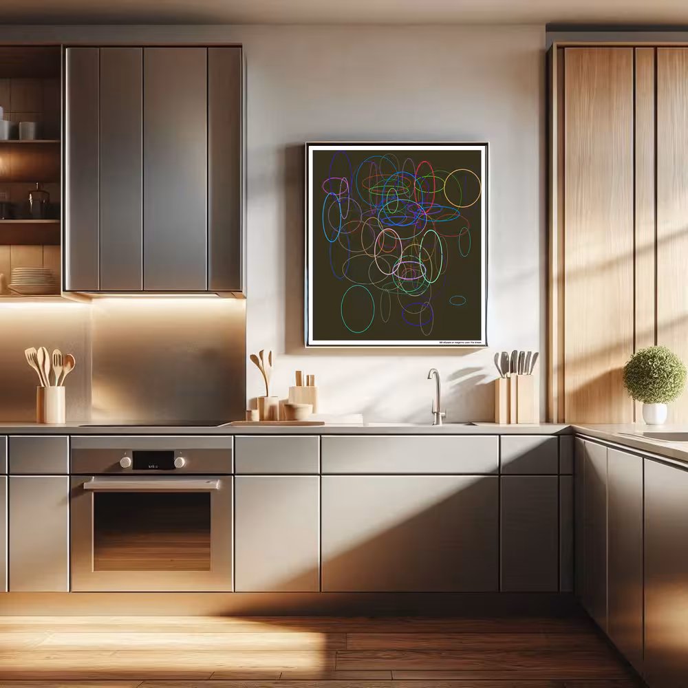 80 ellipses on magenta upon the dream in room setting