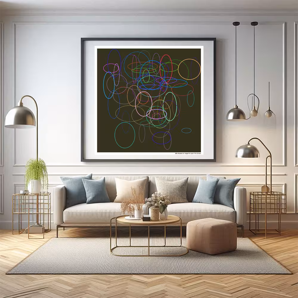 80 ellipses on magenta upon the dream in room setting