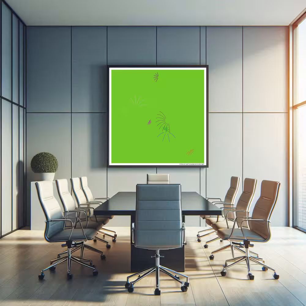 8 fans on lucid turquoise and muted night in room setting