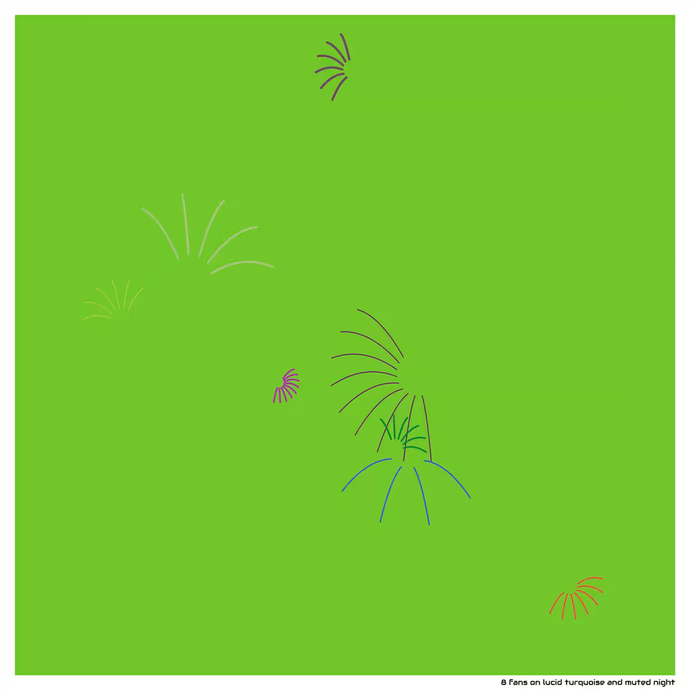 8 fans on lucid turquoise and muted night