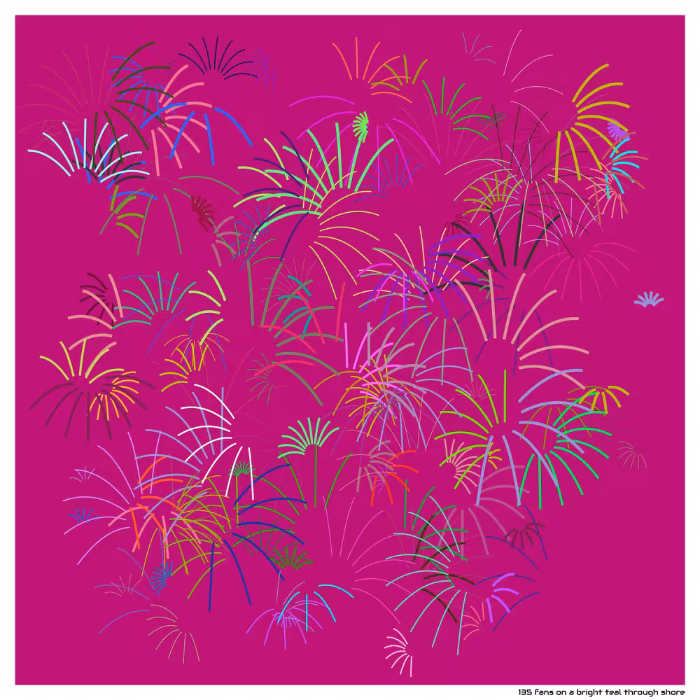 135 fans on a bright teal through shore