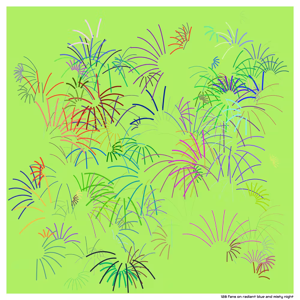128 fans on radiant blue and misty night