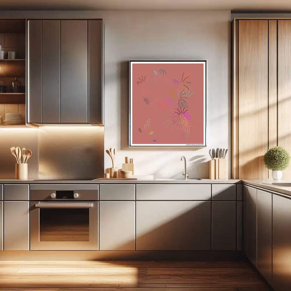 48 fans on pale dusk and stained slate in room setting