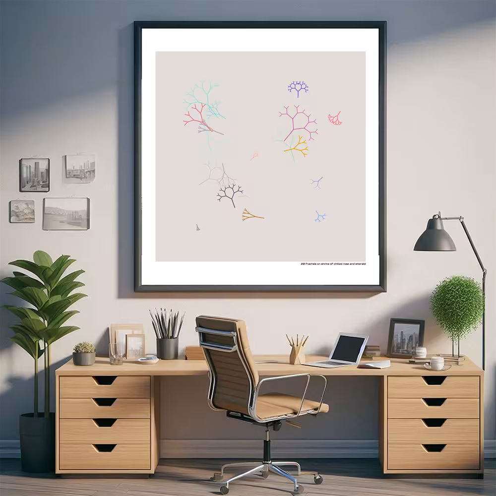 20 fractals on shrine of chilled rose and emerald in room setting