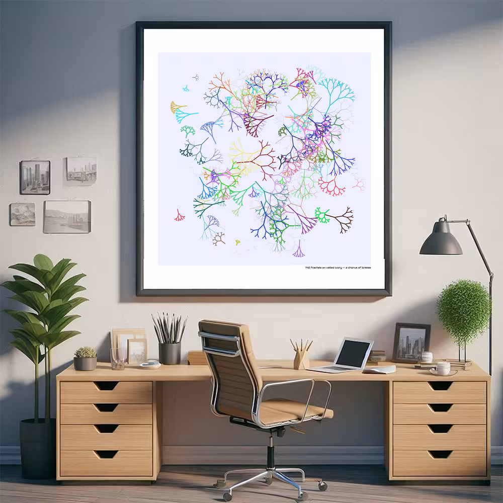 142 fractals on veiled ivory — a chorus of breeze in room setting
