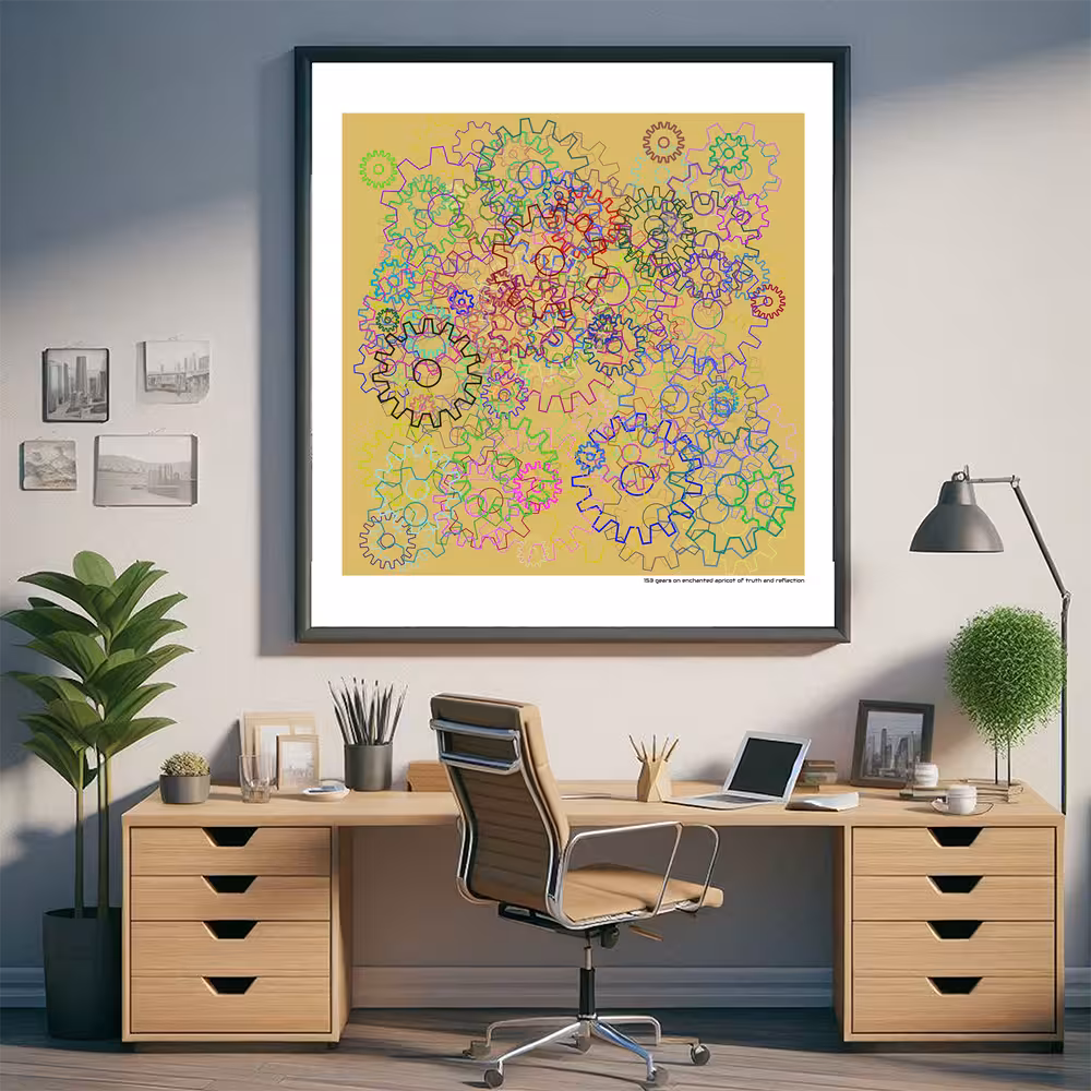 153 gears on enchanted apricot of truth and reflection in room setting