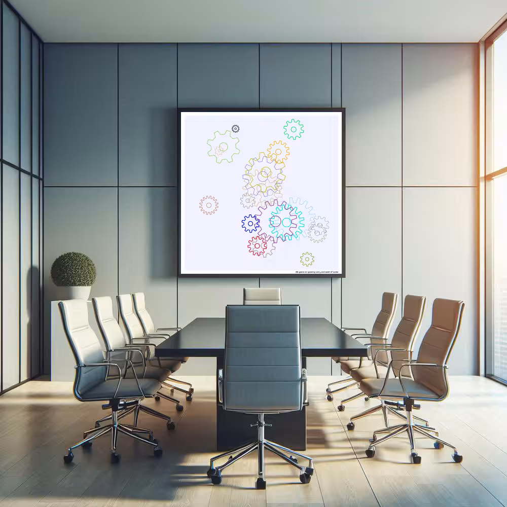 26 gears on glowing ivory and spell of pulse in room setting