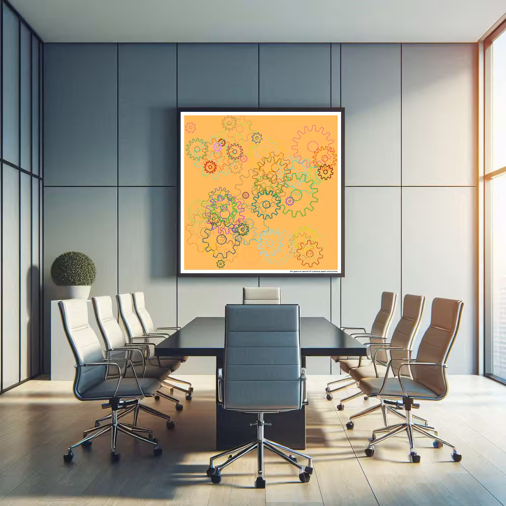 64 gears on secret of luminous peach and butter in room setting