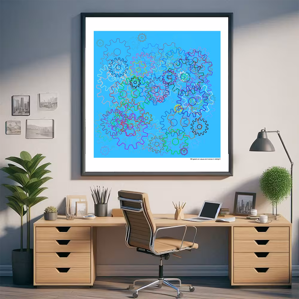 99 gears on aqua and cocoa in delight in room setting