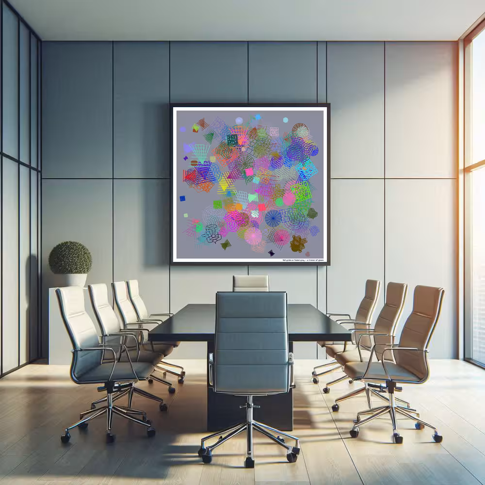 162 grids on faded gray — a tremor of gleam in room setting