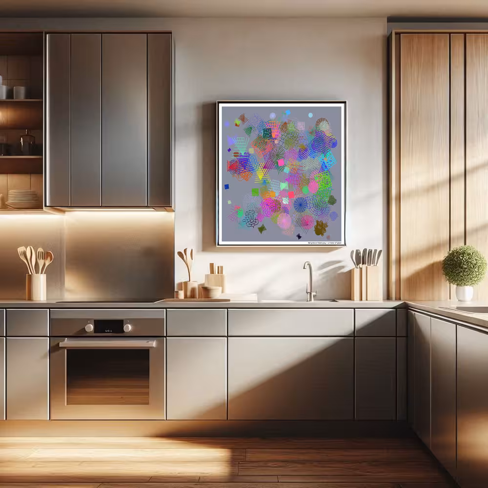 162 grids on faded gray — a tremor of gleam in room setting