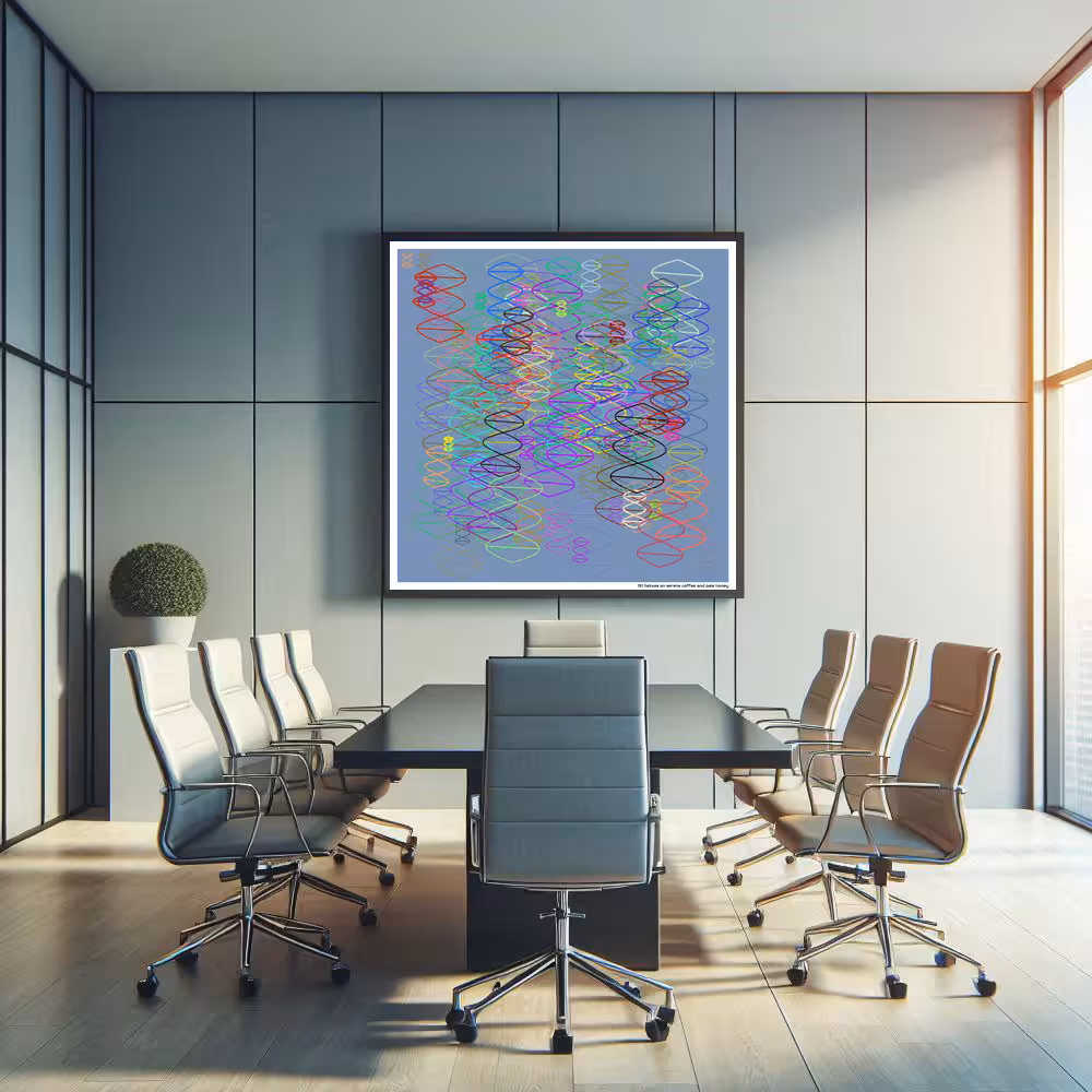 151 helixes on serene coffee and pale honey in room setting