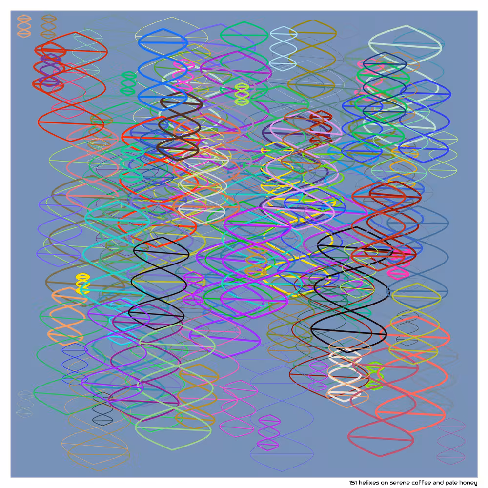 151 helixes on serene coffee and pale honey