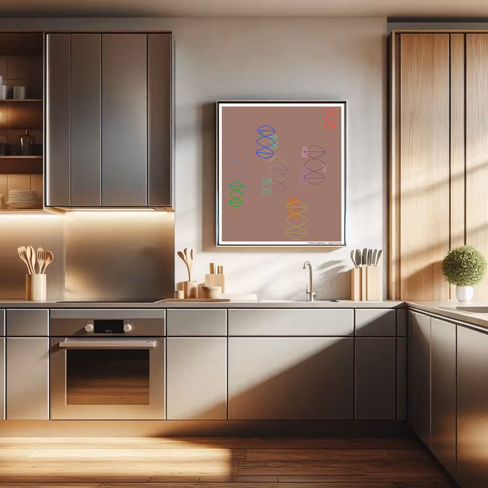 17 helixes on glazed wine — a signal of canvas in room setting