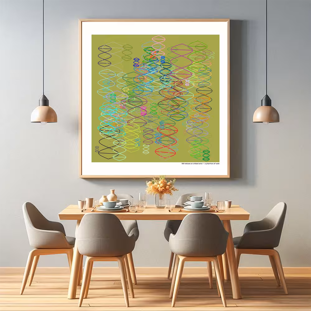 133 helixes on chilled wine — a phantom of wish in room setting