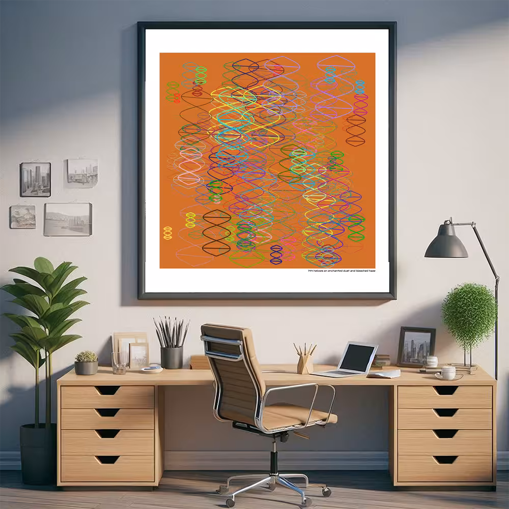 144 helixes on enchanted dust and bleached haze in room setting