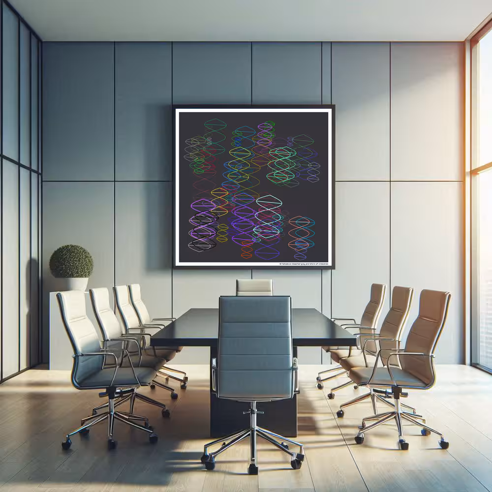 61 helixes on bleached gray and storm of crescendo in room setting