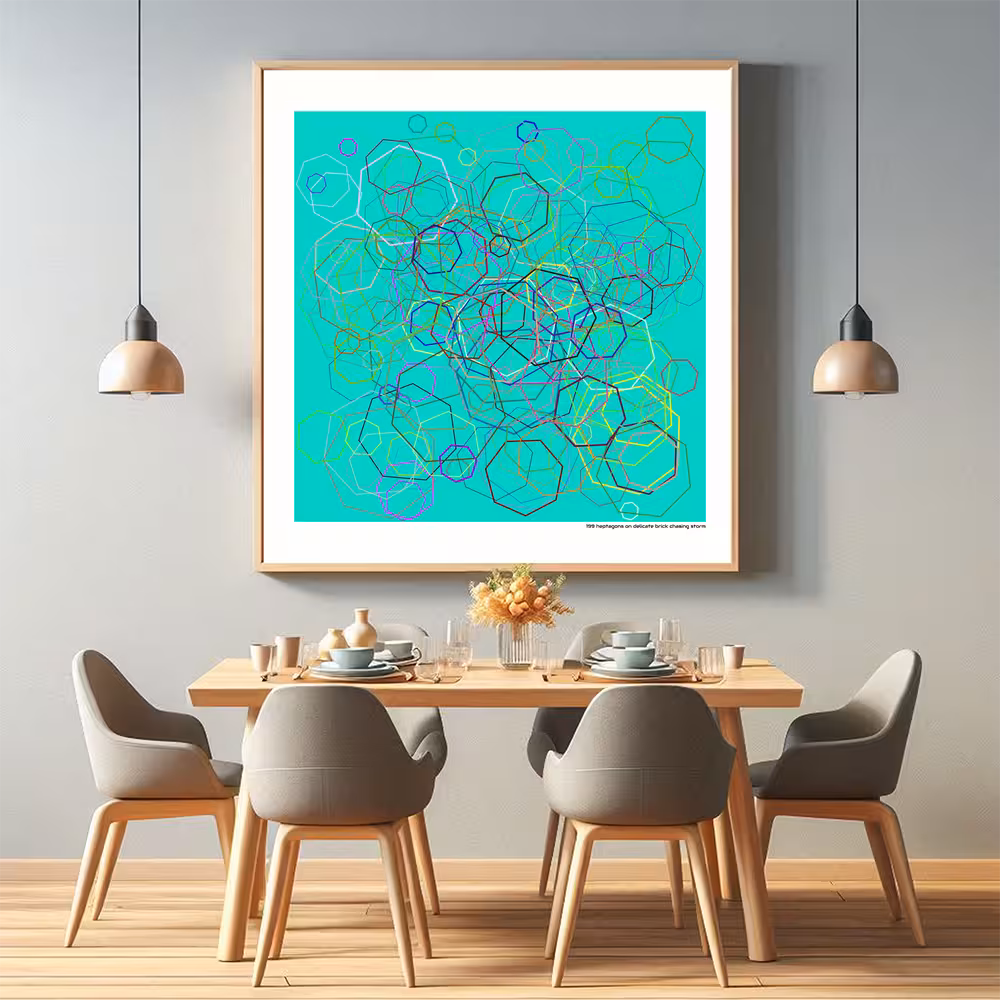199 heptagons on delicate brick chasing storm in room setting
