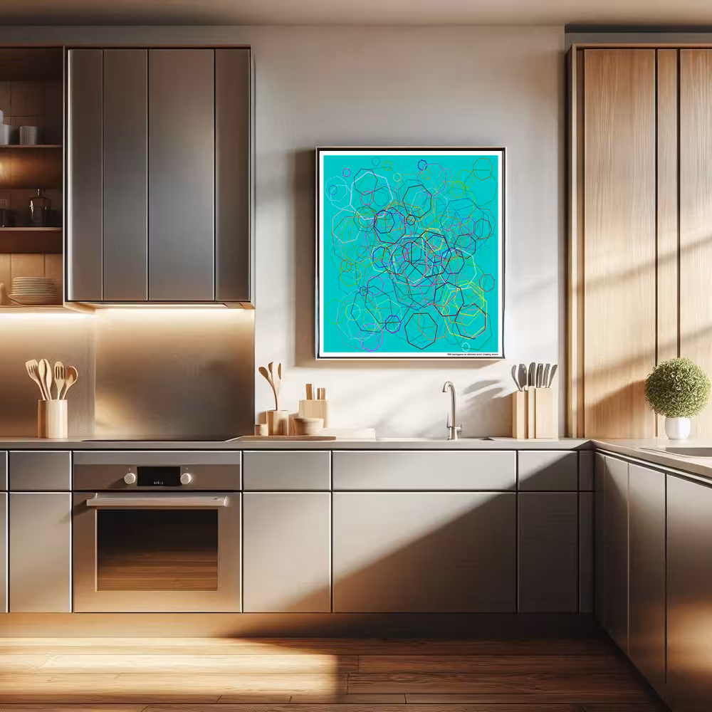 199 heptagons on delicate brick chasing storm in room setting