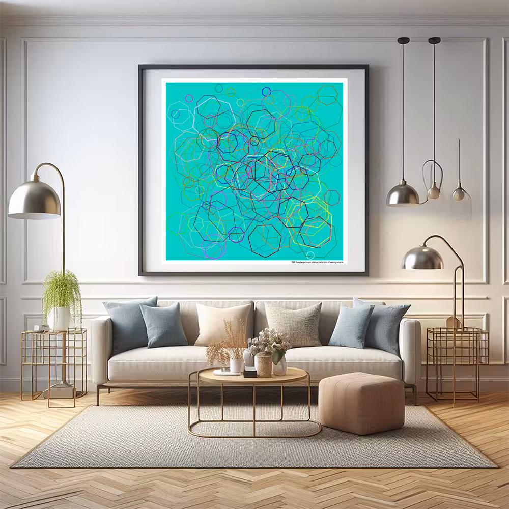 199 heptagons on delicate brick chasing storm in room setting