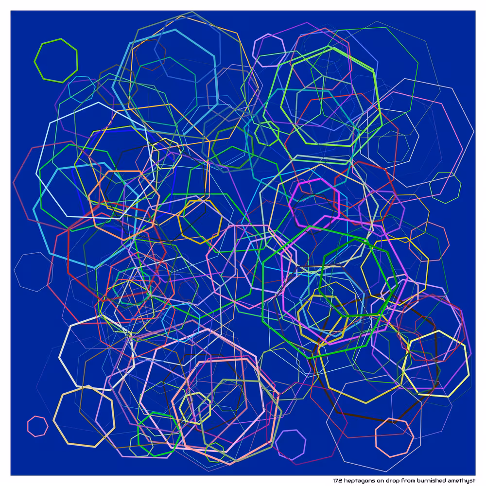 172 heptagons on drop from burnished amethyst