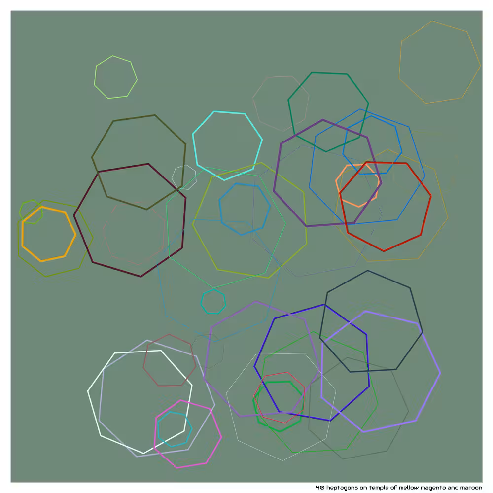 40 heptagons on temple of mellow magenta and maroon