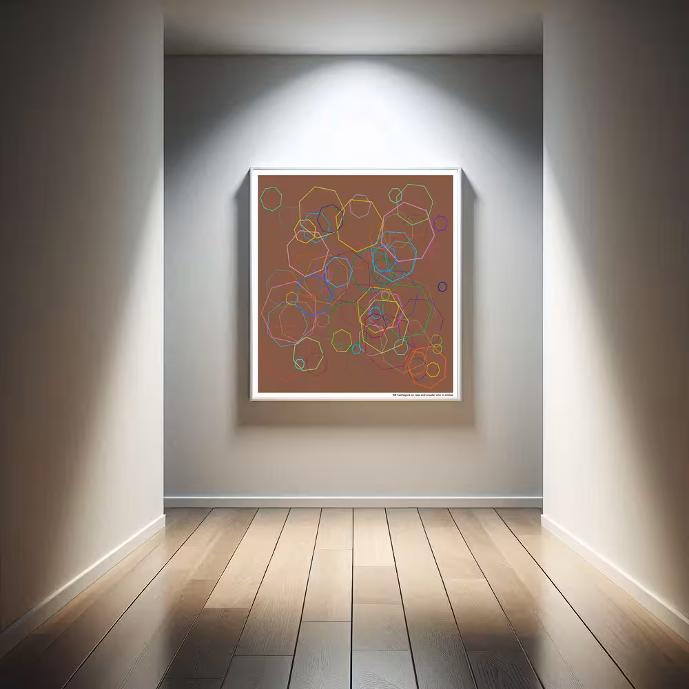 90 heptagons on rose and powder pink in eclipse in room setting