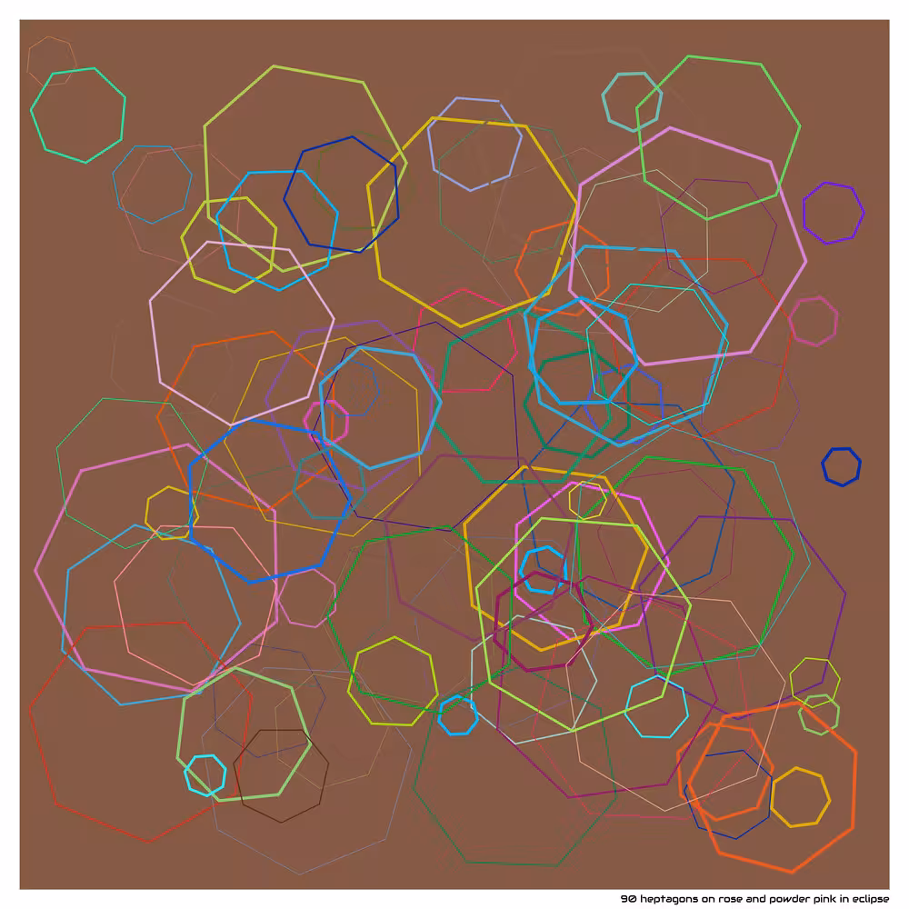 90 heptagons on rose and powder pink in eclipse