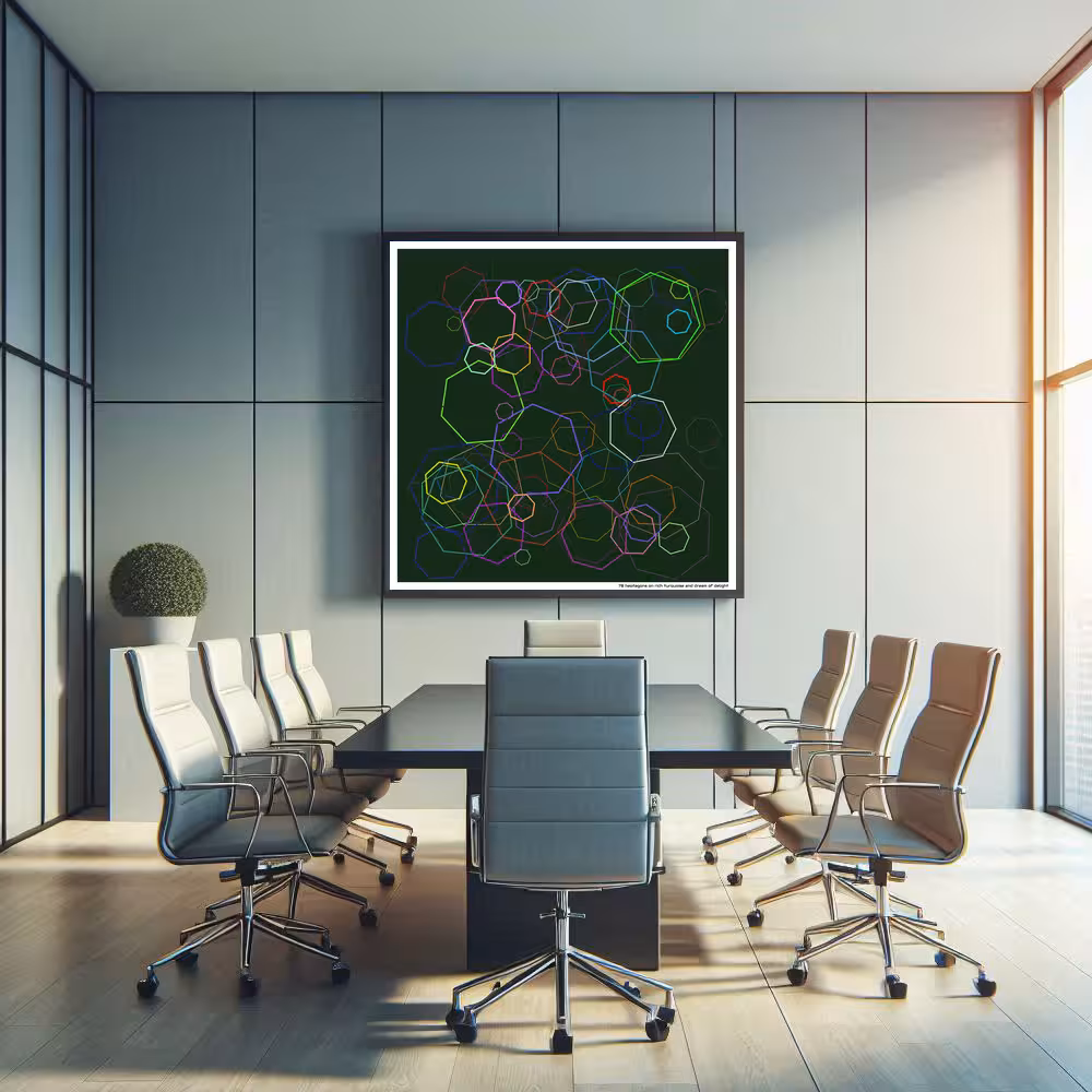 78 heptagons on rich turquoise and dream of delight in room setting