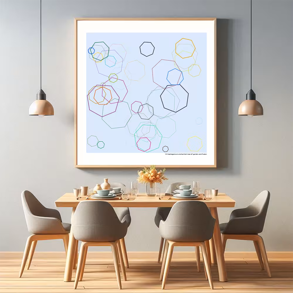 44 heptagons on enchanted rose of garden and fusion in room setting