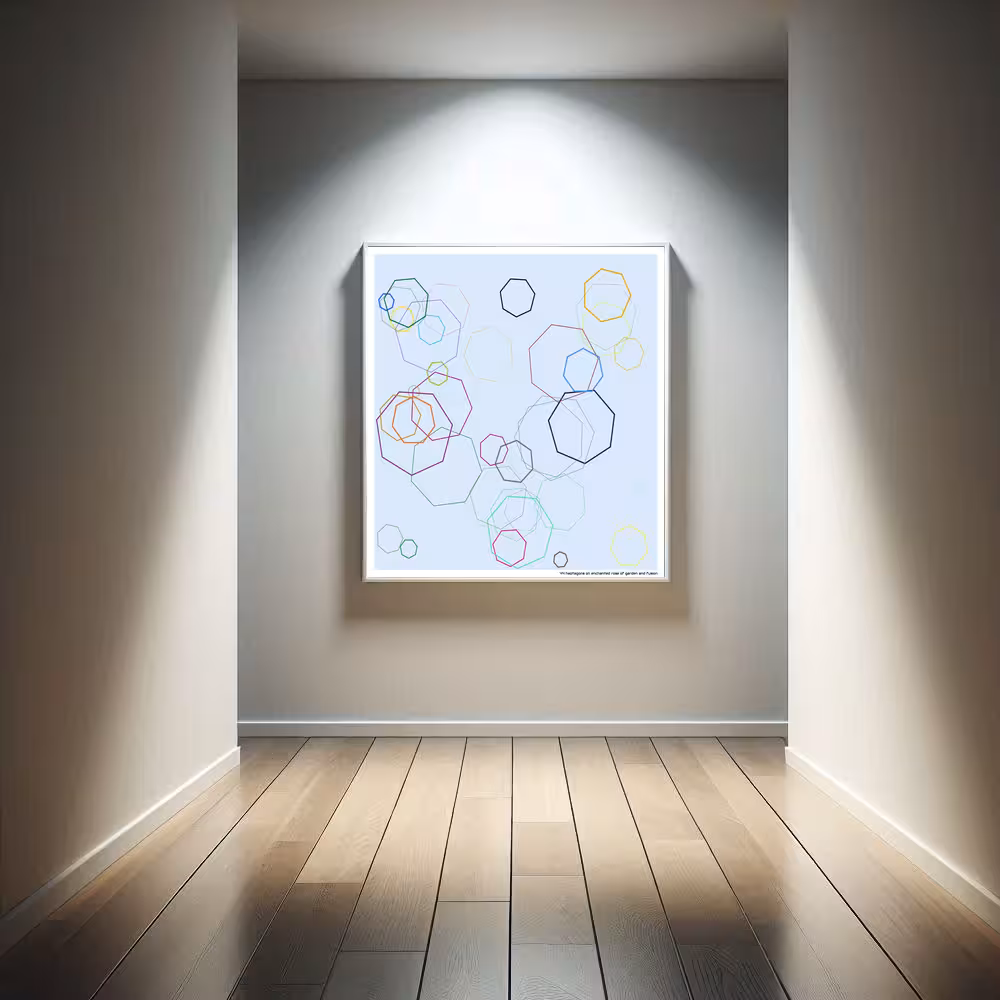 44 heptagons on enchanted rose of garden and fusion in room setting
