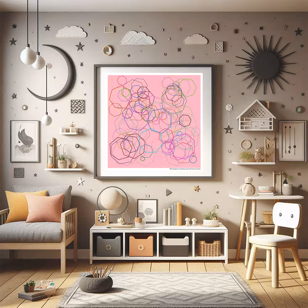 129 heptagons on soothing rose of flute and requiem in room setting