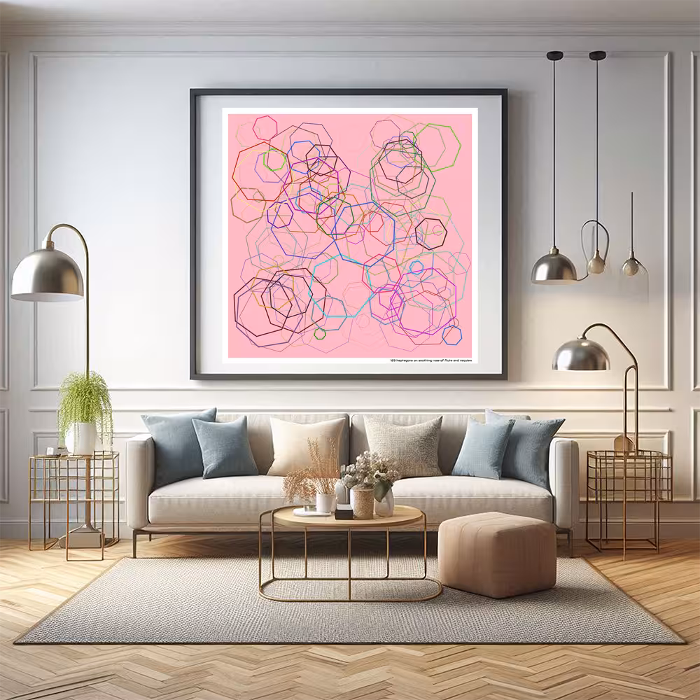 129 heptagons on soothing rose of flute and requiem in room setting