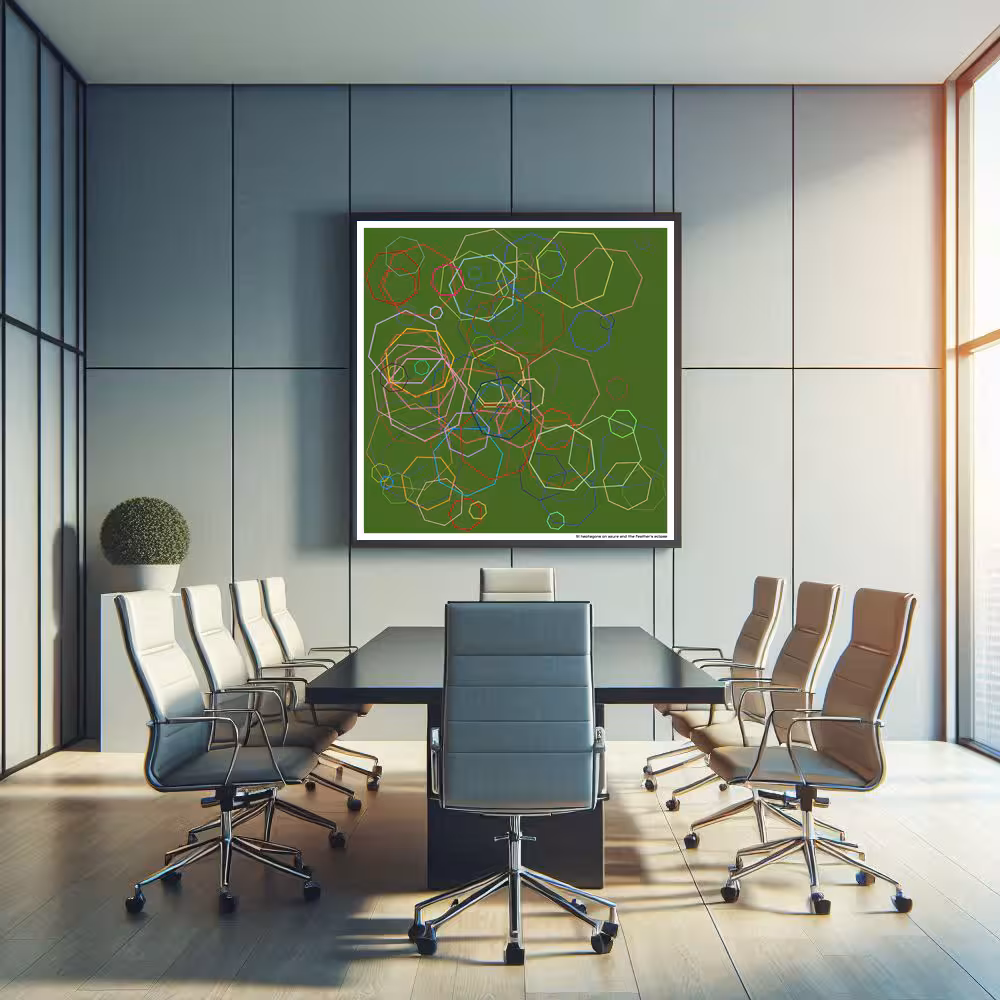 91 heptagons on azure and the feather's eclipse in room setting