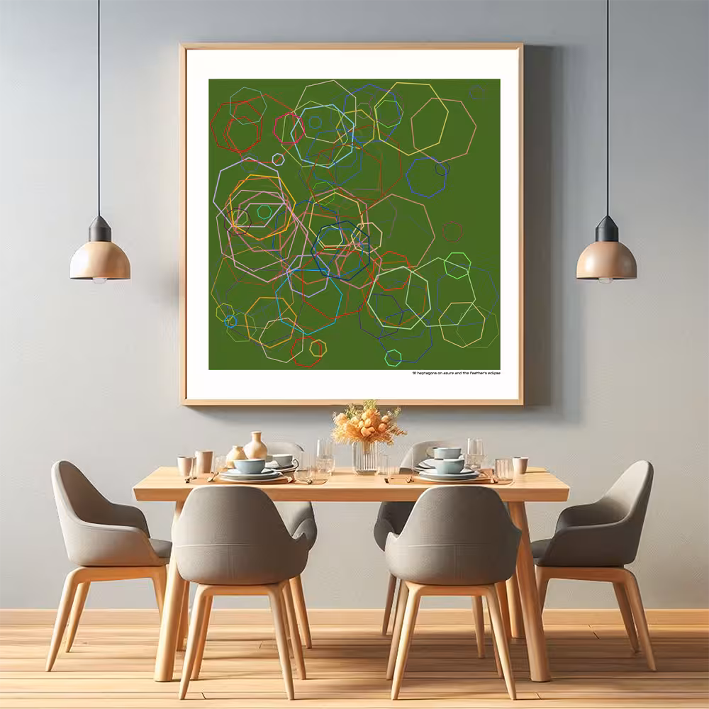 91 heptagons on azure and the feather's eclipse in room setting