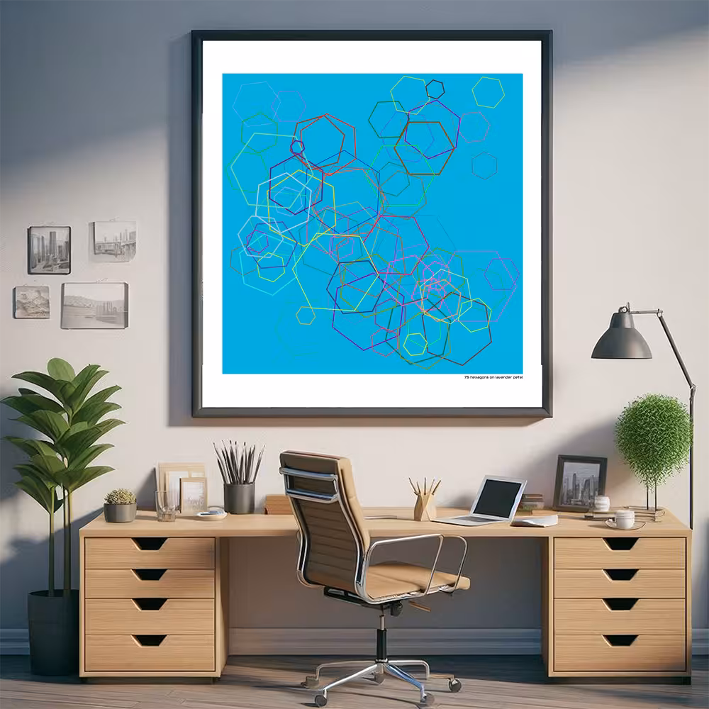 75 hexagons on lavender petal in room setting