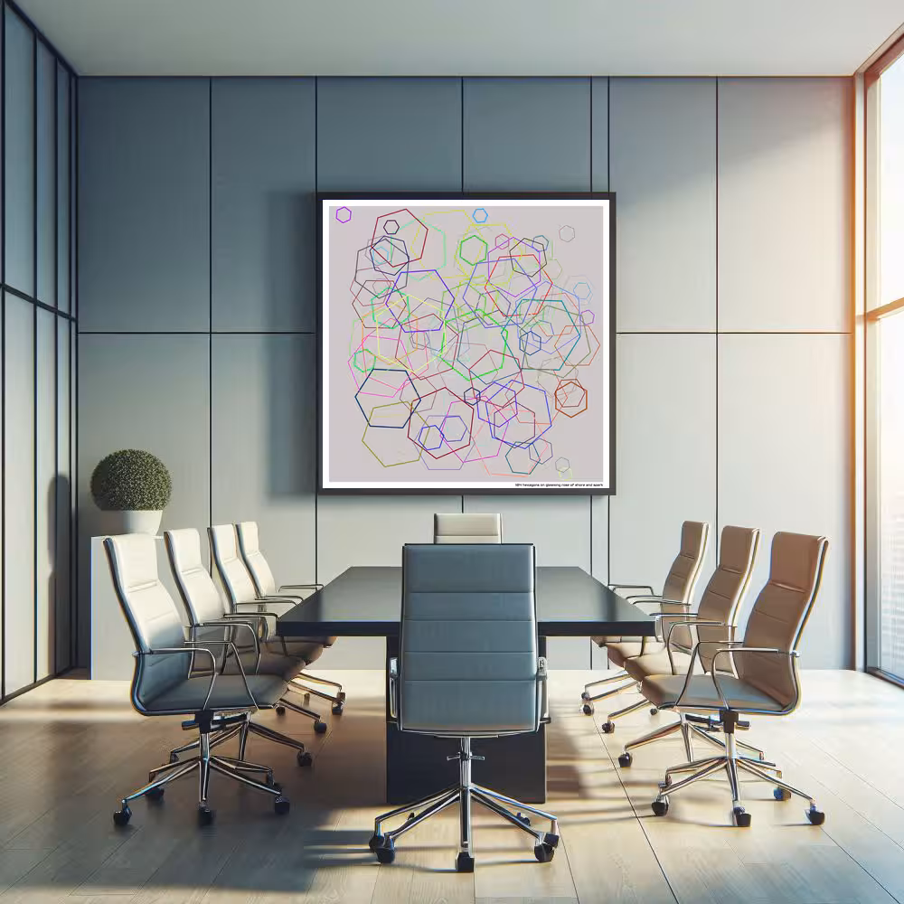 104 hexagons on gleaming rose of shore and spark in room setting