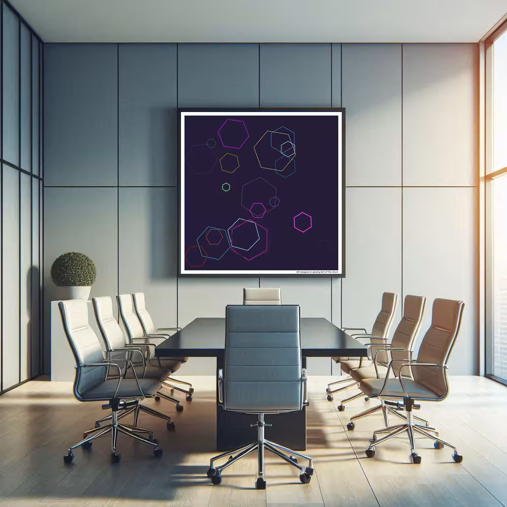 22 hexagons on glowing mint of the return in room setting