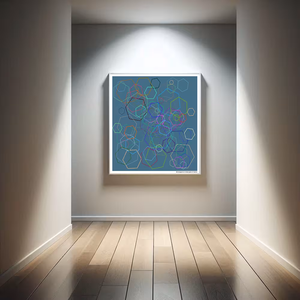 96 hexagons on chilled gleam of salmon in room setting