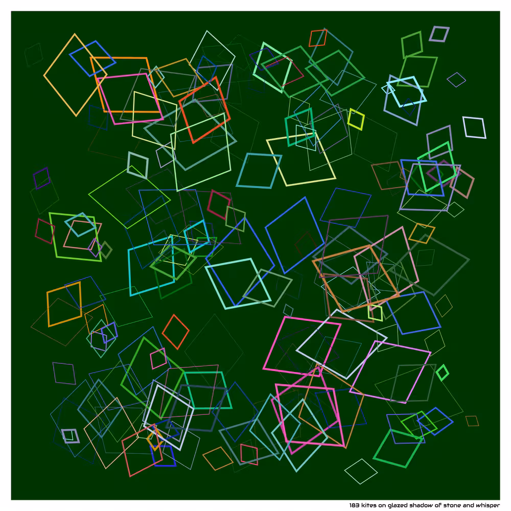 183 kites on glazed shadow of stone and whisper