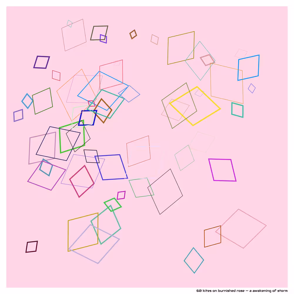 60 kites on burnished rose — a awakening of storm