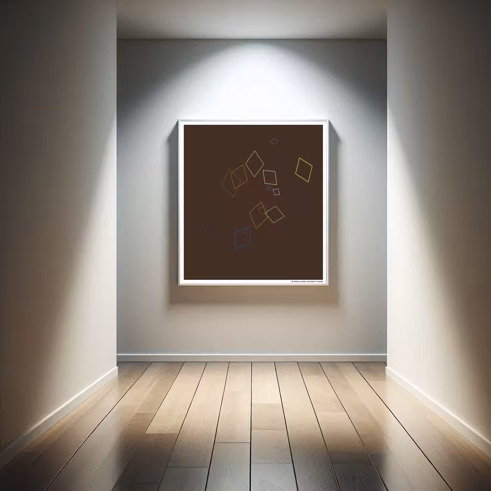 16 kites on amber and black in bloom in room setting