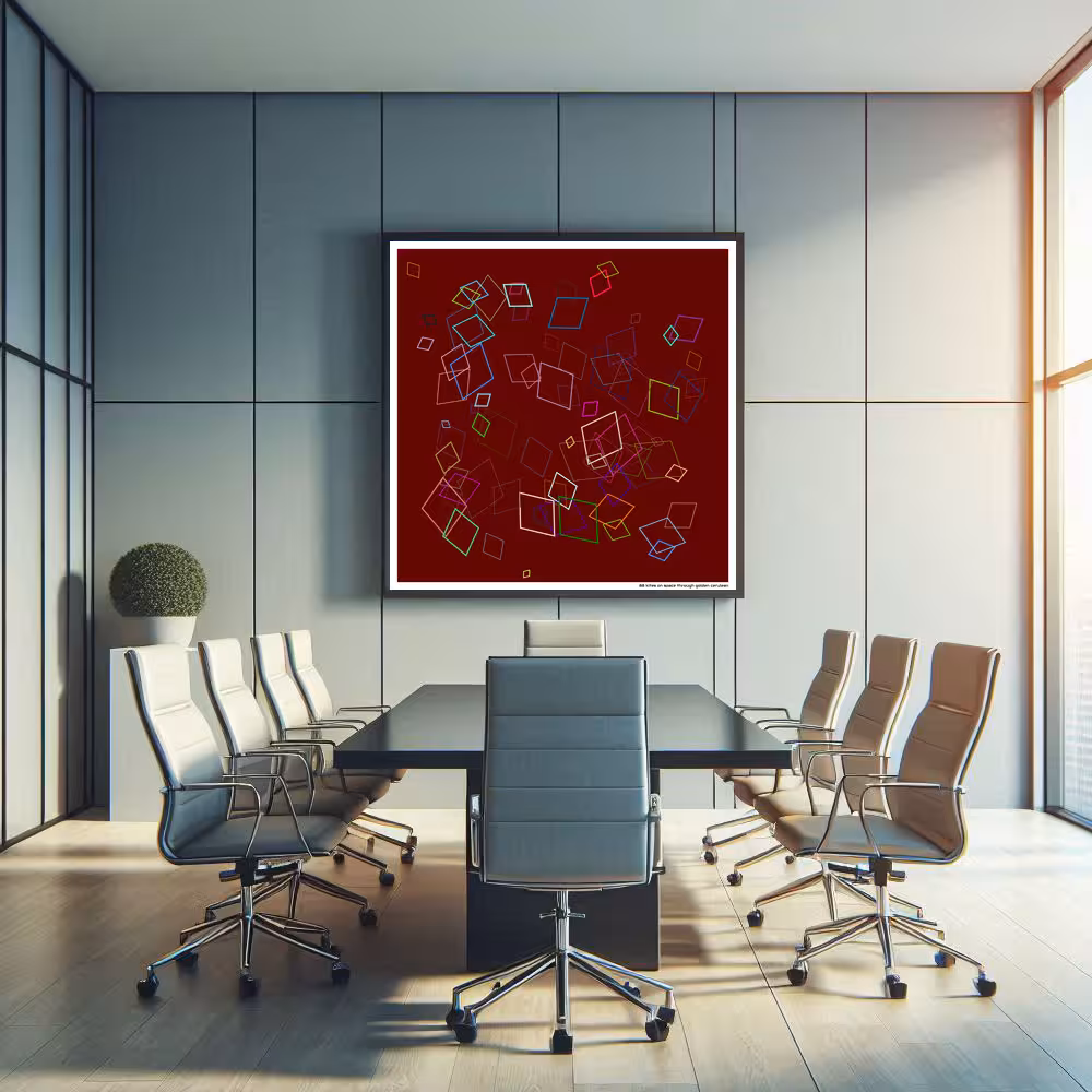 88 kites on space through golden cerulean in room setting