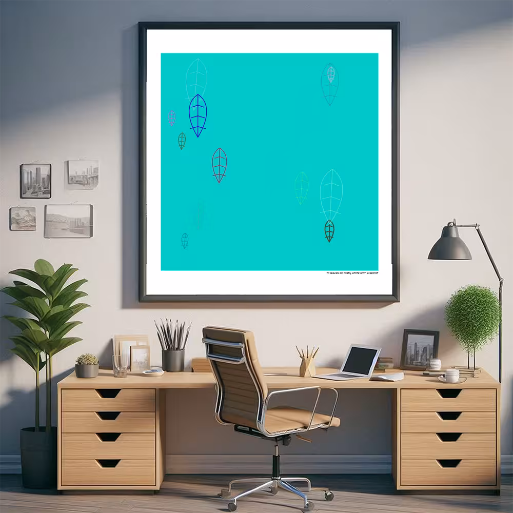 14 leaves on misty white with a secret in room setting