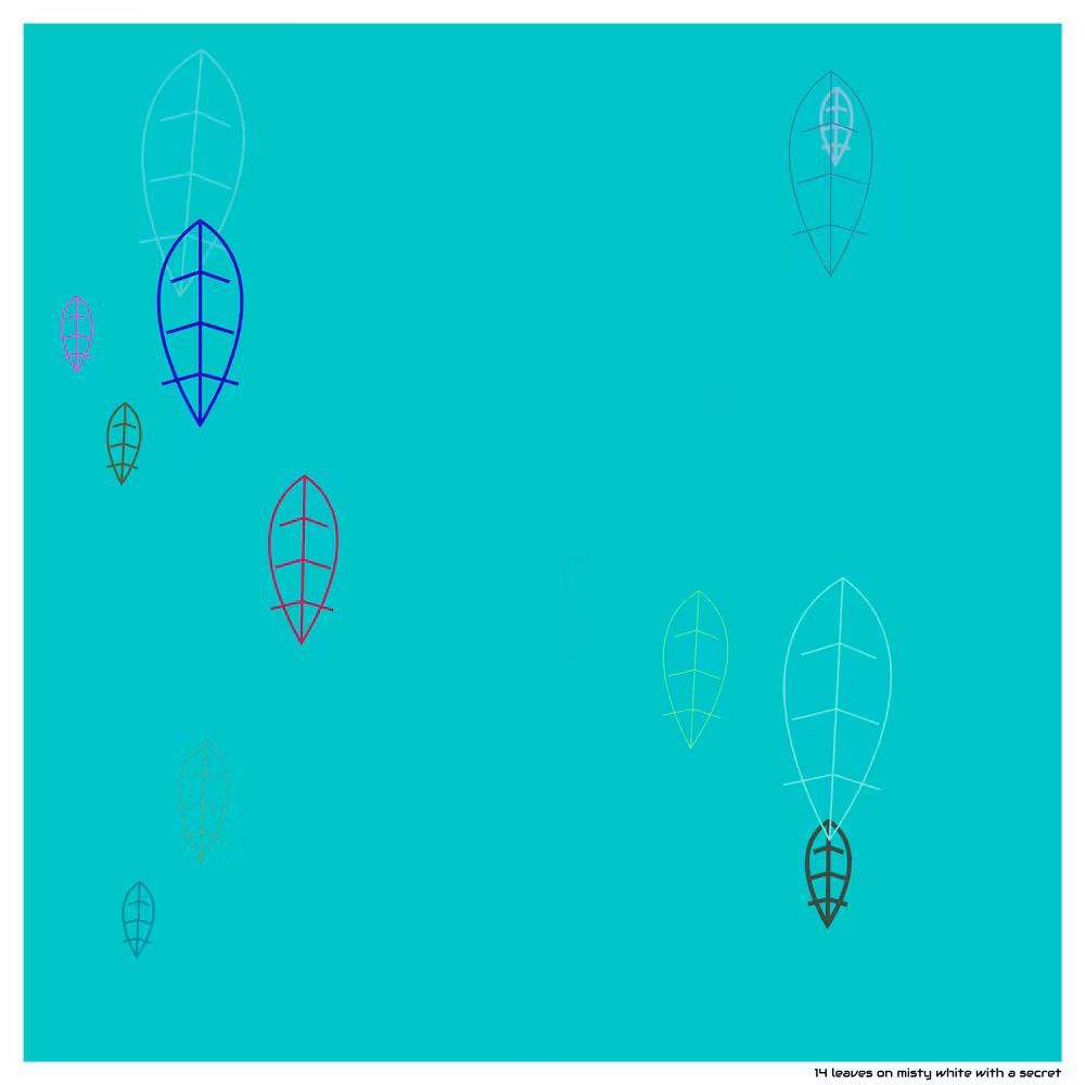 14 leaves on misty white with a secret