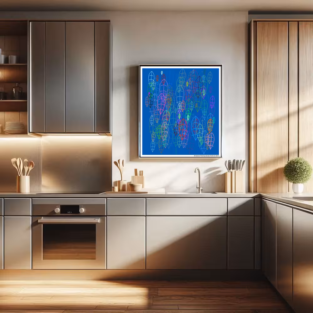 161 leaves on flickering charcoal of wish and rebirth in room setting