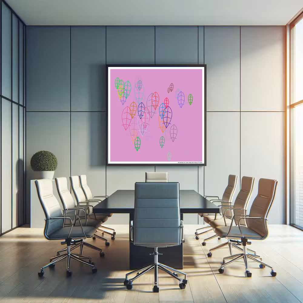 45 leaves on lucid rose and trace of trace in room setting